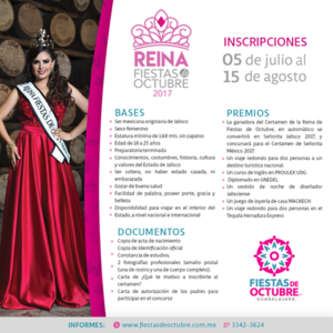 convocatoria Reina Fiestas de Octubre 2017