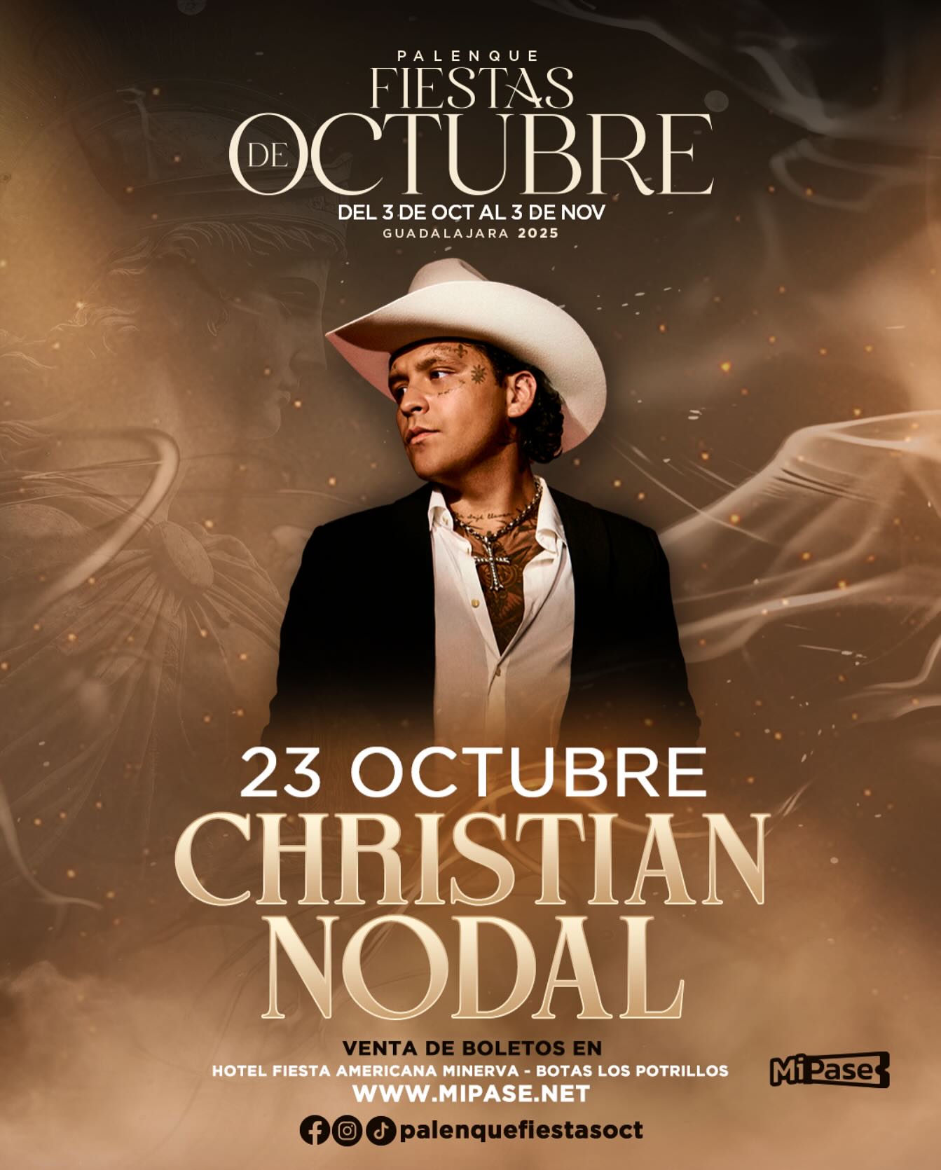 christian nodal palenque fiestas de octubre 2025